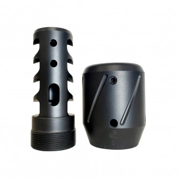 SP-Spearhead Tuner Muzzle Brake Combo 4 Port Black Nitride 6.5mm 5/8x24 available now at Tesro Canada