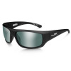 Wiley X - "OMEGA" Polarized Platinum Flash (Green) Lens in Matte Black Frame - Protective Eyewear